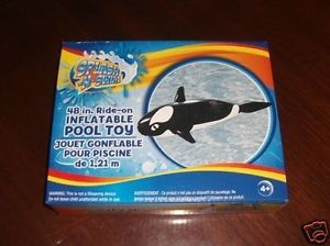 Inflatable Pool Toy Shamu Whale Ride on Large Splash and Swim Blow Up Float Kids