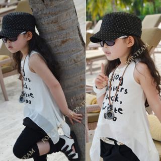 Girls Kids Toddlers Letters Chiffon Sleeveless Top T Shirt for Trip 1 2T TYF3 1
