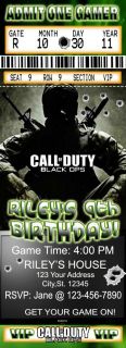 Call of Duty Modern Warfare 2 Black Ops Birthday Party Invitations Favors