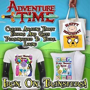 Adventure Time Iron on Transfer Shirt Supplies Favors Bar Hershey Birthday Gifts