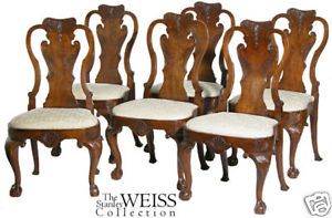 SWC 6 Carved Queen Anne Style Side Chairs England