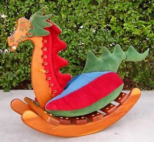 46" Fantazzimals Wooden Rocking Horse Dragon Child Toddler Ride on Toy Sgnd Ed