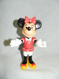 Vintage 7" Vinyl Poseable Minnie Mouse Figure Red Dress Disney