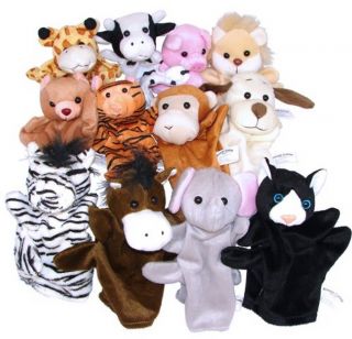 1 Dozen Velour Animal Hand Puppets Kids Toy Preschool Kindergarten New