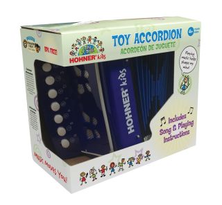 Blue Toy Accordion Accordian Ages 4 Songs Instructions Included