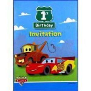 Cars 1st Birthday Party Supply Set for 16 Invites Plates Napkins Gift Bag Banner