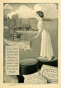 1908 Ad Pears Soap Shipyard SHIP Fashion Health Beauty Original Advertising