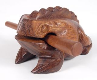 Thai Hand Carved Wooden Croaking Frog Made in Thailand New 4 5 inch Wood Toy