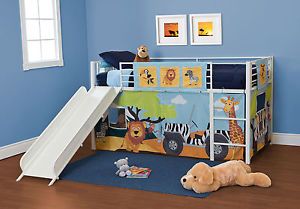 Curtain Set Bunk Loft Bed Twin Jungle Animal Boys Furniture Kids Toys Toddler
