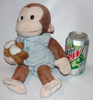 Applause Plush Curious George Monkey Blue White Striped Pajamas Teddy Bear 12"