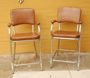 Vintage ca1940 Pair of Brunswick "Sturdi Steel" High Billiard Chairs