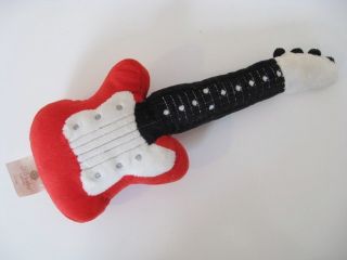 ♥ Adorable Electric Guitar Plush Baby Rattle Toy Red Black Neat Shower Gift ♥
