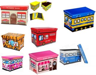 Astro Childrens Folding Storage Toy Box Padded Seat Stool Kids Tidy School Store