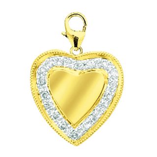 EZ Charms 14K Yellow Gold Diamond Heart Disc Charm