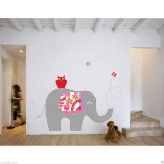 Elephant Theme Wall Decal Stickers Bedroom Kids Child Boy Animal Safari Zoo