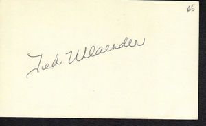 1965 Ted Uhlaender Autograph Index Card Very RARE Debut Year Signed