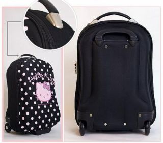 Hello Kitty Travel Rolling Luggage Trolley Bag 18" Hard Suit Case Black Sanrio
