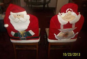Set of 2 Vintage Christmas Santa Claus and Mrs Claus Chair Covers