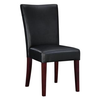 Set of 2 Soho Collection Black Leatherette Parsons Dining Chairs 4077BLK