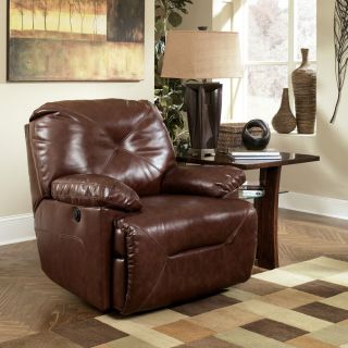 Ashley Durablend Brown Faux Leather Rocker Recliner Chair  – New