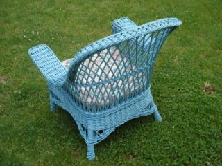 Antique Wicker Chair Turquoise Wicker Cushion Included