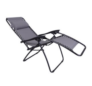 Gray Zero Gravity Chair Folding Recliner Patio Pool Lounge Chairs Outdoor Garden