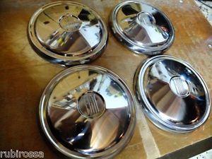 Vintage Fiat Chrome Hub Caps Hubs Wheel Covers 850 Special Spider Coupe
