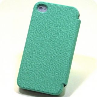 iPhone 4 4S Leather Flip Case Slim Cover Pouch Protector Card Wallet Fancy Mint