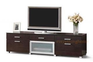 Brown Modern Big Screen LCD LED HD TV Media Stand Cabinet Credenza Glass Door