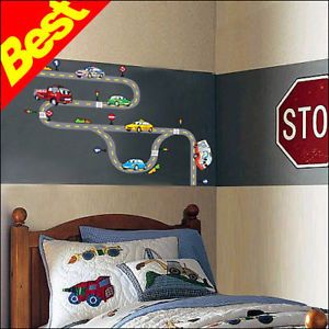 Cars Road Kids Boy Room Wall Stickers Home Decor Decals