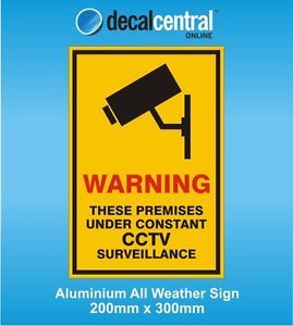 Warning Surveillance CCTV Aluminium Sign Public Safety Home Camera Oh S