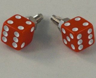 2 Real Dice "Red" License Plate Frame Bolts Motorcycle Custom Tag Fastener