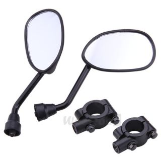 Pair Motorcycle Rear View Side Mirrors 8mm 2 Handlebar Mount Adapter