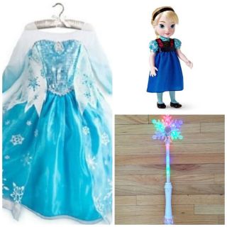  Frozen Elsa Dress Costume 5 6 Toddler Doll Light Up Wand