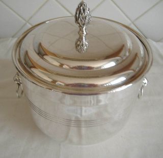 Silver Plated Lidded Ice Bucket with Lion Head Handles