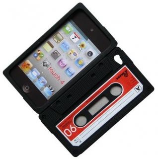 Black ITouch Case For Apple Ipod Touch 4 4G Retro Cassette Silicone Cover Case