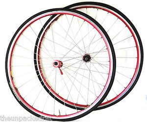 Mavic Helium Road Bike Wheel Rim Set 700c Clincher Sup Anodized Red Hubs 6000