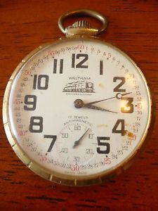 Antique Waltham 15 Jewel Pocket Watch Base Metal Gold Case Swiss Made NR