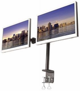 Horizontal Dual Monitor Double LCD Dual Desk Mount Stand Heavy Duty Adjustable