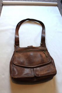 Fossil Brown Leather Organizer Purse Handbag 75082 Key