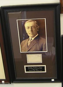 Woodrow Wilson President Autograph Signed Framed Index Card JSA Certified RARE