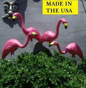 4 Large 27” Pink Flamingos Plastic Yard Garden Lawn Art Ornaments Decorations