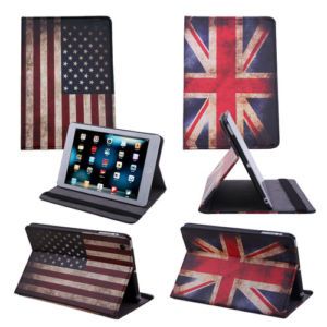 American UK British Flag Cases for Apple iPad Mini Smart Folding Cover Stand