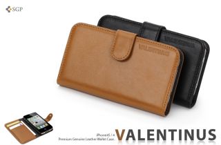 SGP Leather Wallet Case Valentinos Series Black Apple iPhone 4 GSM CDMA