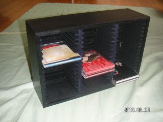 Black Wood CD Jewel Case Storage Box 48 Holder Organizer Wall Desk Rack