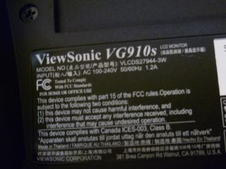 Viewsonic VG910S 19" LCD Flat Screen Monitor