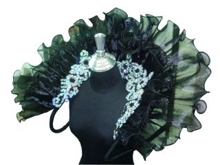 Pleated Fabric Floral Sequin Lace Shoulder Showgirl Drag Queen Burlesque Costume