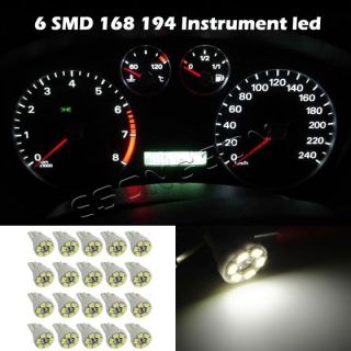 20x T10 194 W5W White LED Car Motorcycle Dome Instrument Dash Lights Bulbs Lamps