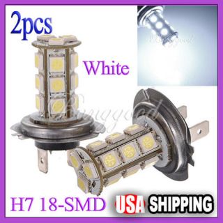 2X Car H7 18 SMD LED Xenon White Driving DRL Fog Head Light Bulbs Lamp US SHIP
