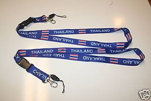 2 Thailand Blue Country Flag Keychains Lanyards New
